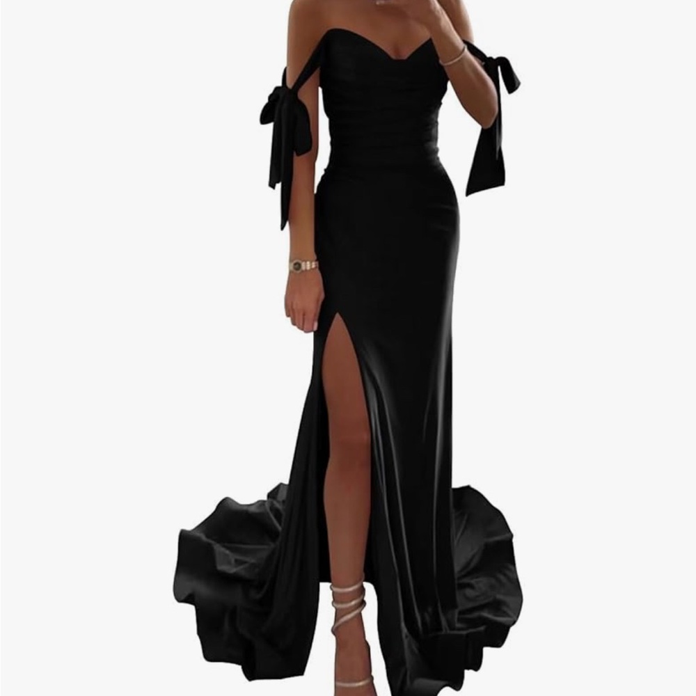Elegant Black Off-Shoulder Evening Gown